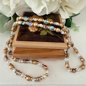 Swarovski Crystal & Gold Glass Bead Necklace